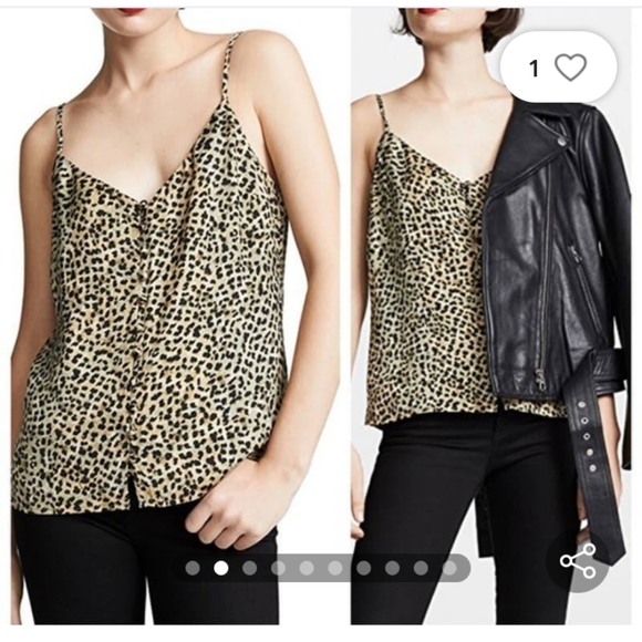 Cupcakes and Cashmere Spaghetti Strap Leopard Print Button Up Top - Picture 4 of 16